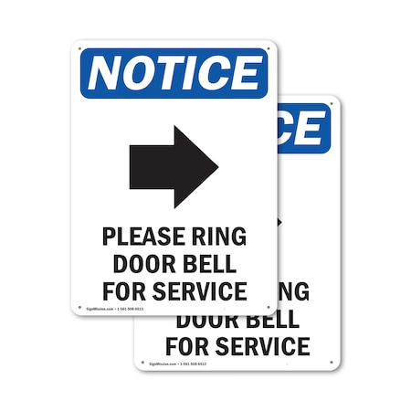 Signmission Please Ring Door Bell, 18 in W x Rectangle, Aluminum OS-2PACK-NS-A-1824-V-17583